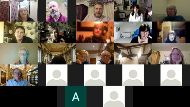This is a screen shot from a Zoom panel event hosted by Sacred Stones about how we work with Community and families